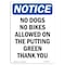 Signmission OSHA Notice, 7" Height, No Dogs No Bikes Allowed On The Sign, 7" X 5", Portrait OS-NS-D-57-V-14490 - alternate 1